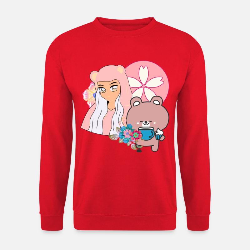 Kawaii Bär & Inklusive Teezeit - Unisex Pullover - Rot