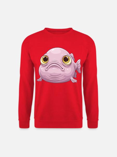 Süßer Blobfisch – Kawaii Cartoon mit großen Augen - Unisex Pullover - Rot