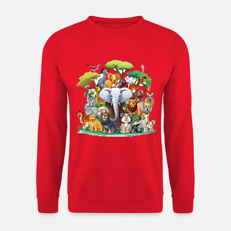 Tierische Waldtiere Collage - Unisex Pullover - Rot