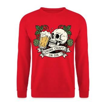 Stilvolles Bier - Hopfenkunst - Unisex Pullover - Rot - Vorne - Alina (178cm) & Michal (187cm)