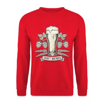 Verre à bière vintage - Bière artisanale brassée à la main - Sweat-shirt Unisexe - rouge - Devant - Alina (178cm) & Michal (187cm)