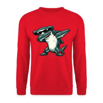Dabbing hammerhead shark - Unisex Sweatshirt - red - Front - Alina (178cm) & Michal (187cm)