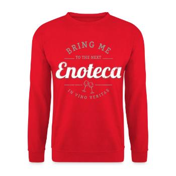 Enoteca Feinkost Vintage Italien Weinbar Design - Unisex Pullover - Rot - Vorne - Alina (178cm) & Michal (187cm)