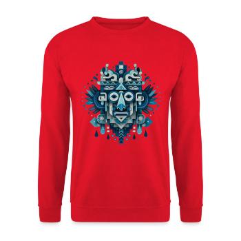Tlaloc – Aztec Rain God - Unisex Sweatshirt - red - Front - Alina (178cm) & Michal (187cm)
