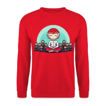 Zen Astronaut Meditation - Unisex Sweatshirt - red - Front - Alina (178cm) & Michal (187cm)