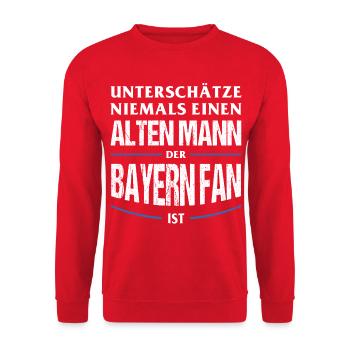 Bayern Fan Geschenk Unterschätze niemals einen - Unisex Pullover - Rot - Vorne - Alina (178cm) & Michal (187cm)