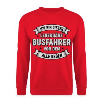 Ich bin dieser Legendäre Busfahrer Spruch - Unisex Pullover - Rot - Vorne - Alina (178cm) & Michal (187cm)
