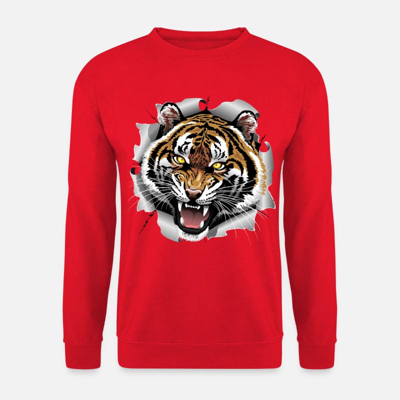 Tiger Brüllender Angriff - Unisex Pullover - Rot