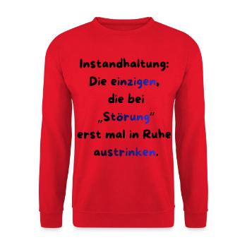 Instandhaltung T-Shirt Lustiges Geschenk Handwerk! - Unisex Pullover - Rot - Vorne - Alina (178cm) & Michal (187cm)