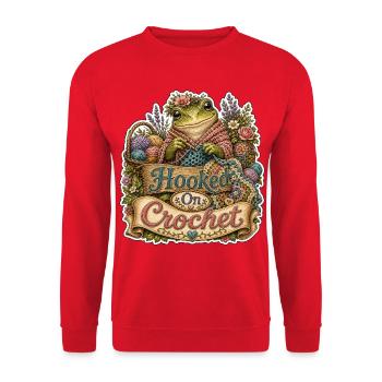 Hooked On Crochet Frog - Unisex Sweatshirt - red - Front - Alina (178cm) & Michal (187cm)