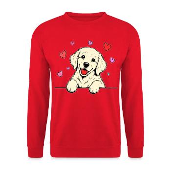 Golden_Retriever_Welpen_Pfote_Herz_beige - Sweat-shirt Unisexe - rouge - Devant - Alina (178cm) & Michal (187cm)