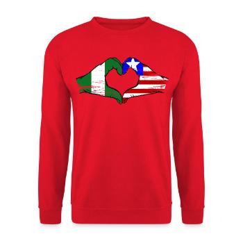Nigeria_Liberia_Flagge_Haende_Herzform_used - Unisex Sweatshirt - red - Front - Alina (178cm) & Michal (187cm)