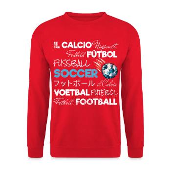 Fußball Retro Soccer mit Ball für Trainer Design - Unisex Pullover - Rot - Vorne - Alina (178cm) & Michal (187cm)