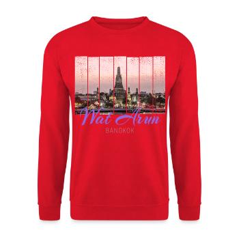 Wat Arun Temple in Bangkok Thailand - Unisex Sweatshirt - red - Front - Alina (178cm) & Michal (187cm)