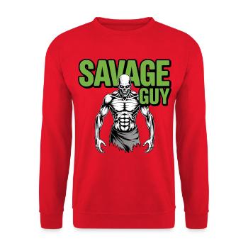 Savage Skull Bodybuilding - Unisex Sweatshirt - red - Front - Alina (178cm) & Michal (187cm)