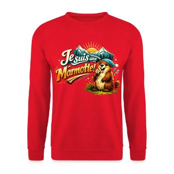 Marmotte Montagne Joie - Sweat-shirt Unisexe - rouge - Devant - Alina (178cm) & Michal (187cm)