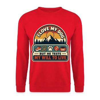 Mon chien met ma volonté de vivre à l’épreuve - Sweat-shirt Unisexe - rouge - Devant - Alina (178cm) & Michal (187cm)