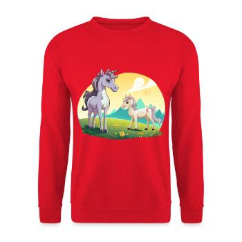 Les licornes au Sonnenfeld - Sweat-shirt Unisexe - rouge - Devant - Alina (178cm) & Michal (187cm)