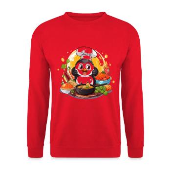 Küchen-Pinguin Kochkunst - Unisex Pullover - Rot - Vorne - Alina (178cm) & Michal (187cm)
