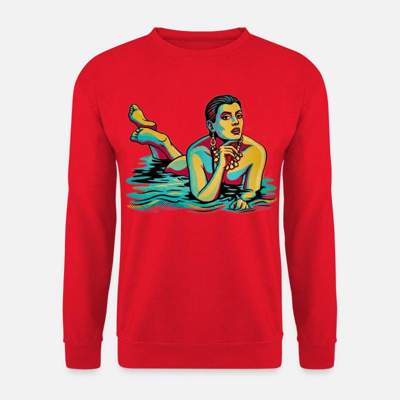 Pop Art Meerjungfrau in Neonfarben - Unisex Pullover - Rot