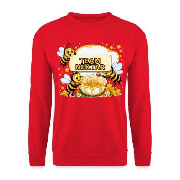 Biene Honig Imker Honigwabe Blumen Wiese Insekt - Unisex Pullover - Rot - Vorne - Alina (178cm) & Michal (187cm)