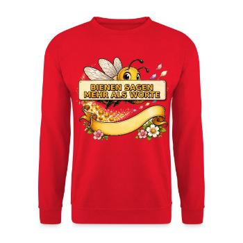 Biene Honig Imker Honigwabe Blumen Wiese Insekt - Unisex Pullover - Rot - Vorne - Alina (178cm) & Michal (187cm)