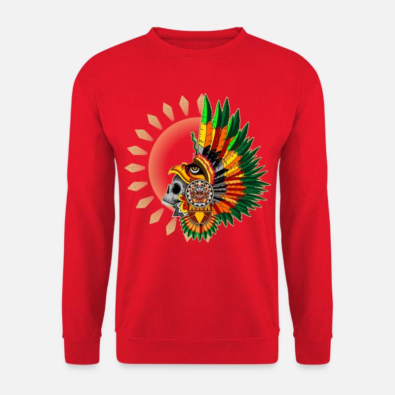 Aztekischer Adler-Kriegerschädel - Unisex Pullover - Rot