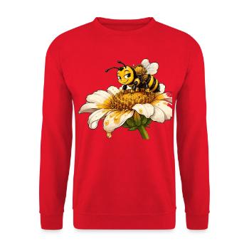 Biene Honig Imker Honigwabe Blumen Wiese Insekt - Unisex Pullover - Rot - Vorne - Alina (178cm) & Michal (187cm)