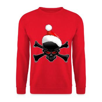 Evil Santa Skull Dark Christmas - Unisex Sweatshirt - red - Front - Alina (178cm) & Michal (187cm)