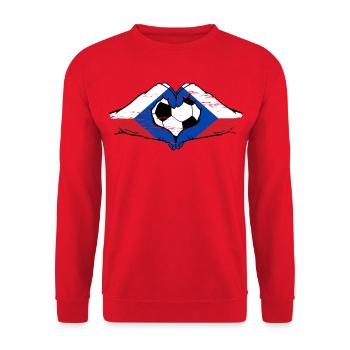 Tschechien Flagge Fußball Herz - Unisex Pullover - Rot - Vorne - Alina (178cm) & Michal (187cm)