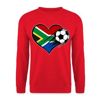 Südafrika Flagge Fußball mit Herz - Unisex Pullover - Rot - Vorne - Alina (178cm) & Michal (187cm)