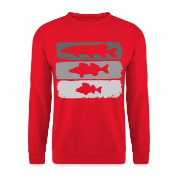 Pike Zander Perch - Unisex Sweatshirt - red - Front - Alina (178cm) & Michal (187cm)