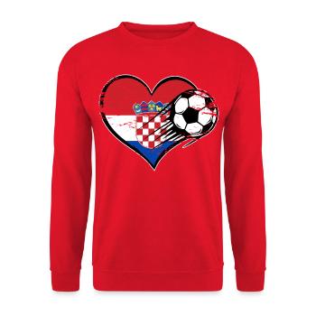 Kroatien Flagge Fußball mit Herz used - Unisex Pullover - Rot - Vorne - Alina (178cm) & Michal (187cm)