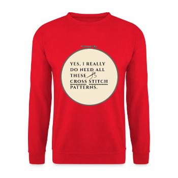Kreuzstichmuster-Obsession - Unisex Pullover - Rot - Vorne - Alina (178cm) & Michal (187cm)