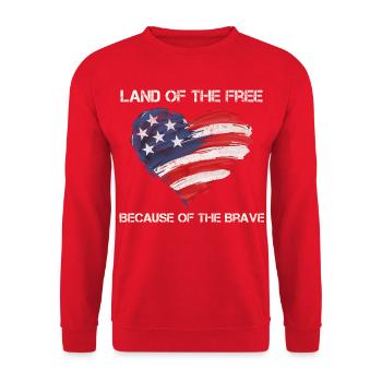 USA Herz - Terre de la liberté grâce aux Braves - Sweat-shirt Unisexe - rouge - Devant - Alina (178cm) & Michal (187cm)