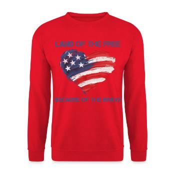 USA Herz - Terre de la liberté grâce aux Braves - Sweat-shirt Unisexe - rouge - Devant - Alina (178cm) & Michal (187cm)