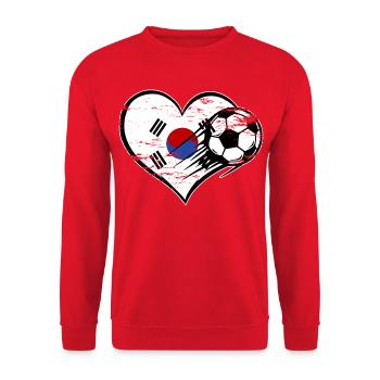 Flag football sud-coréen avec le cœur utilisé - Sweat-shirt Unisexe - rouge - Devant - Alina (178cm) & Michal (187cm)