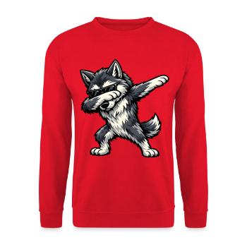 Dabbing Wolfhound Czechoslovakian Wolfhound - Unisex Sweatshirt - red - Front - Alina (178cm) & Michal (187cm)