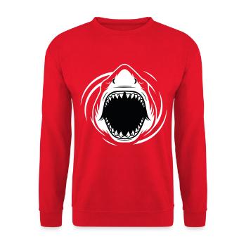 Megalodon Shark Mascot Logo Sport Fishing Gaming - Unisex Sweatshirt - red - Front - Alina (178cm) & Michal (187cm)