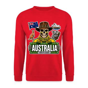 SkullCostume World Edition: Australien - Unisex Pullover - Rot - Vorne - Alina (178cm) & Michal (187cm)