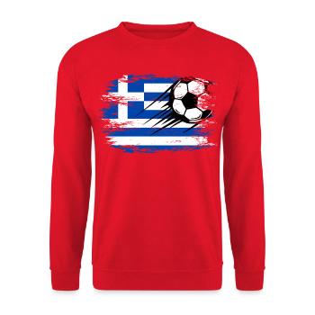 Griechenland Flagge Fußball used - Unisex Pullover - Rot - Vorne - Alina (178cm) & Michal (187cm)