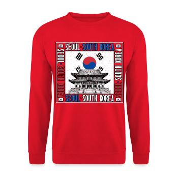 Seoul South Korea Korean Flag Korean Temple - Unisex Sweatshirt - red - Front - Alina (178cm) & Michal (187cm)