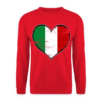 Drapeau du cœur de l’Italie utilisé - Sweat-shirt Unisexe - rouge - Devant - Alina (178cm) & Michal (187cm)