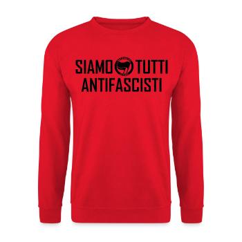SIAMO TUTTI ANTIFASCISTI black - Unisex Pullover - Rot - Vorne - Alina (178cm) & Michal (187cm)