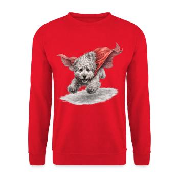 Super Dog Flying to the Rescue - Unisex Sweatshirt - red - Front - Alina (178cm) & Michal (187cm)