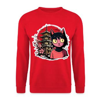 Cherry Kat et Pagode Dream - Sweat-shirt Unisexe - rouge - Devant - Alina (178cm) & Michal (187cm)
