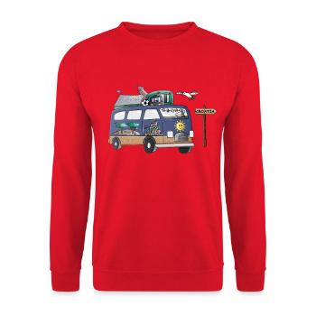 Kroatien Camper Motiv Vanlife Camping Urlaub - Unisex Pullover - Rot - Vorne - Alina (178cm) & Michal (187cm)