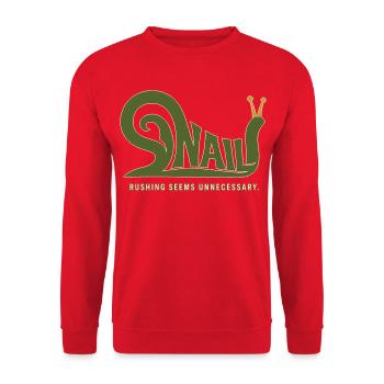 SNAIL – Humor without Haste - Unisex Sweatshirt - red - Front - Alina (178cm) & Michal (187cm)