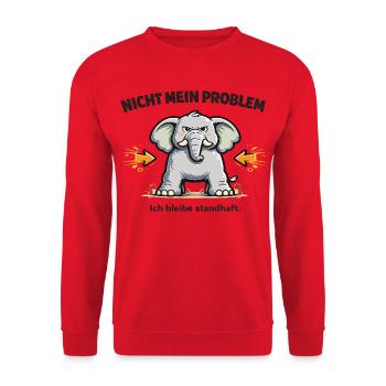 Nicht mein Problem – standhafter Elefant - Unisex Pullover - Rot - Vorne - Alina (178cm) & Michal (187cm)
