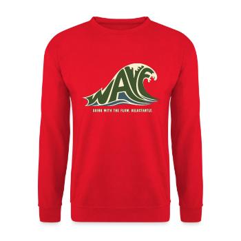 WELLE – Ich schwimme mit der Strömung, aber widerwillig - Unisex Pullover - Rot - Vorne - Alina (178cm) & Michal (187cm)